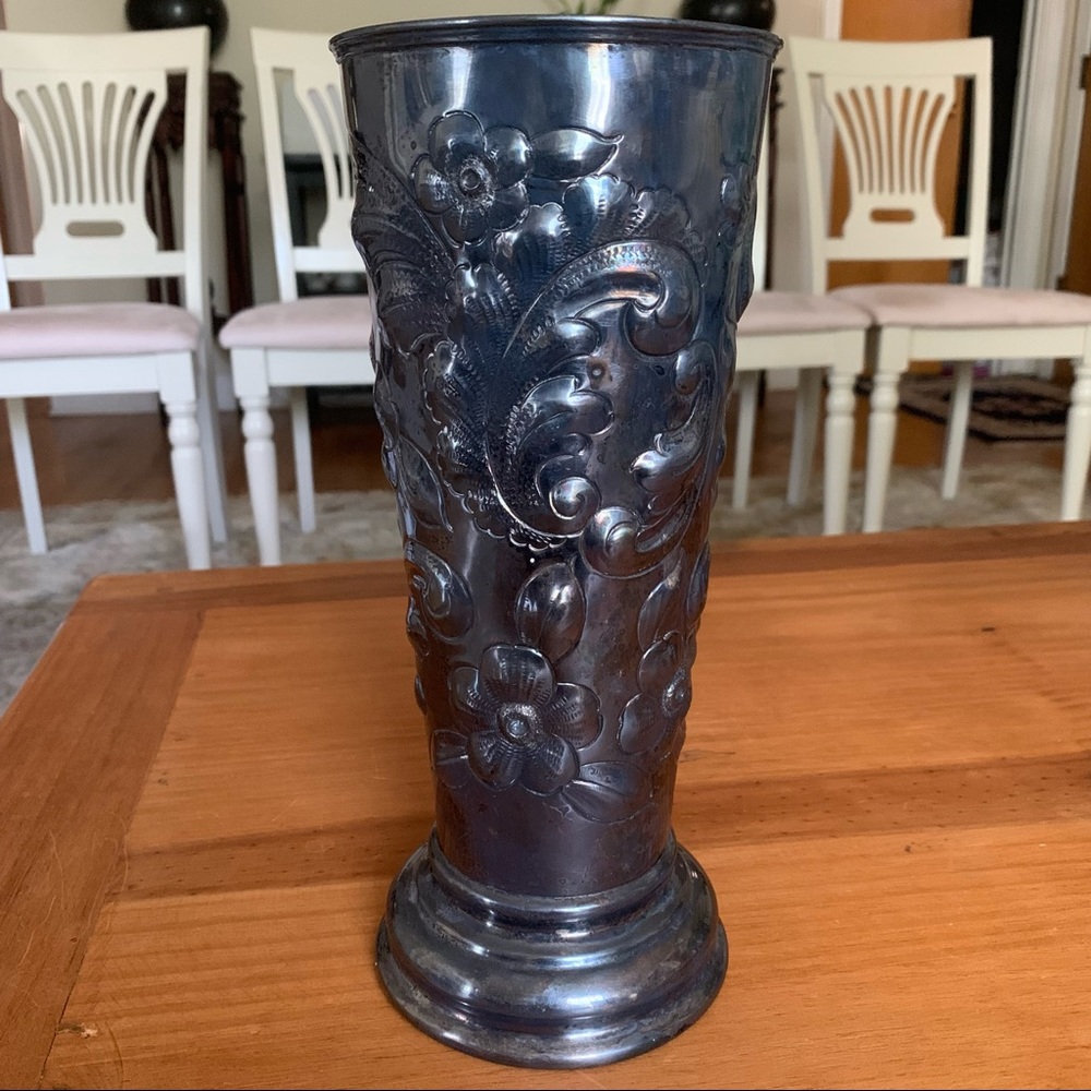 Antique 1890s English Sterling Silver Vase